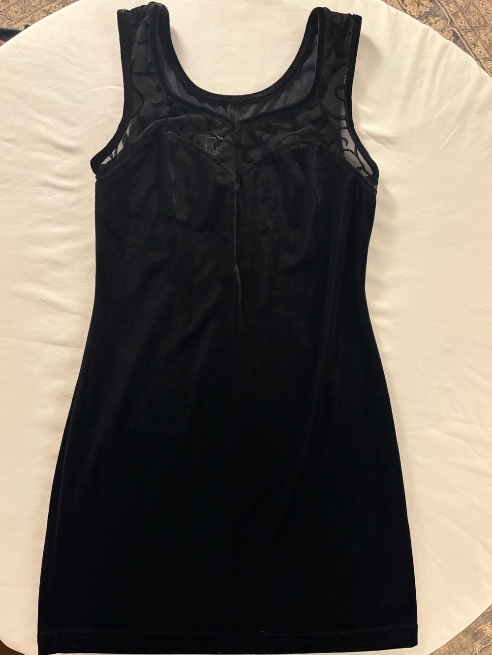 All That Jazz Black Velvet Mesh Flocked Mini Dress Tunic Size Med